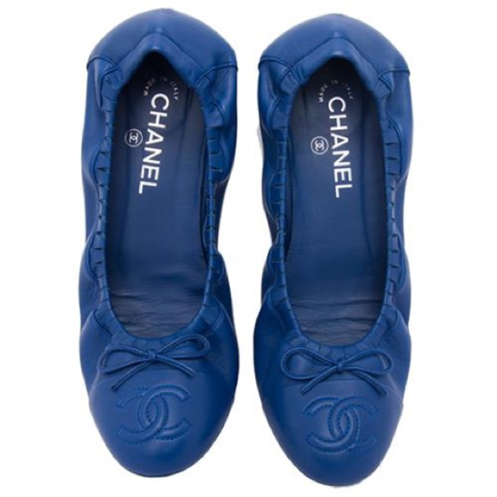 Chanel CC Scrunch Ballet Blue Flats